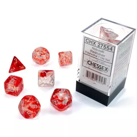Nebula 7-Piece Dice Set Red With Silver
